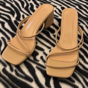 SHEIN Tan Strappy Block Heels